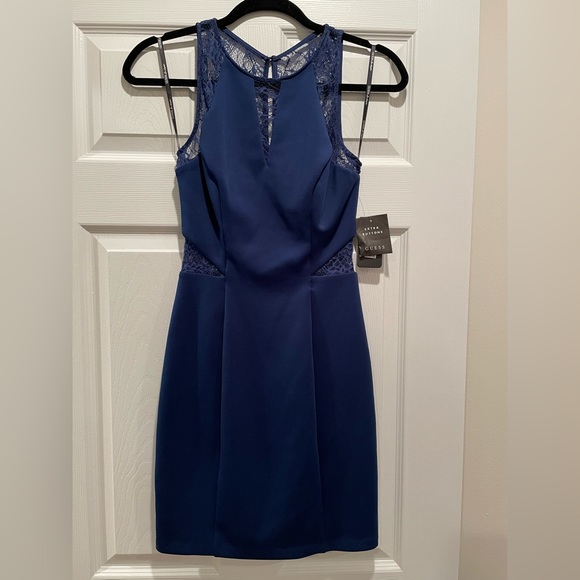 Guess Navy Blue Dress with Cutout Lace - Picture 2 of 6